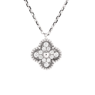 Van Cleef & Arpels Sweet Alhambra Pendant Necklace 18K White Gold with Diamonds