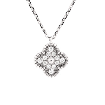 Van Cleef & Arpels Sweet Alhambra Pendant Necklace 18K White Gold with Diamonds