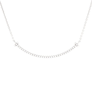 Tiffany & Co. T Smile Pendant Necklace 18K White Gold with Diamonds Small