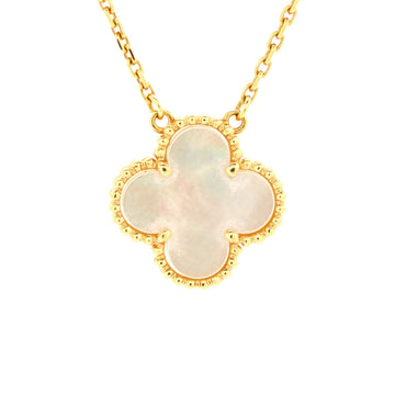 Van Cleef & Arpels Vintage Alhambra Pendant Necklace 18K Yellow Gold and Mother of Pearl