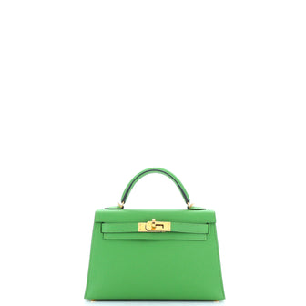 Hermes Kelly Mini II Bag Green Epsom with Gold Hardware 20