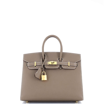 Hermes Birkin Sellier Bag Grey Epsom with Gold Hardware 25