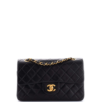 Chanel Vintage Classic Double Flap Bag Quilted Lambskin Small