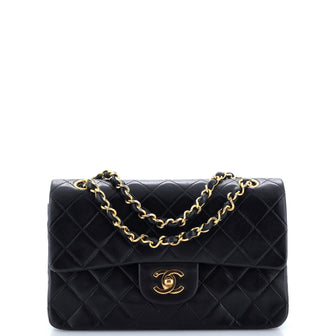Chanel Vintage Classic Double Flap Bag Quilted Lambskin Small