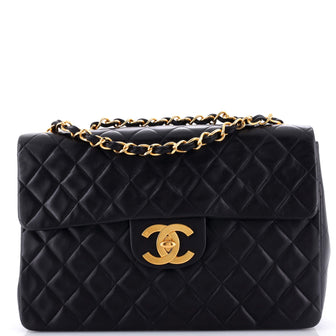 Chanel Vintage Classic Single Flap Bag Quilted Lambskin Maxi