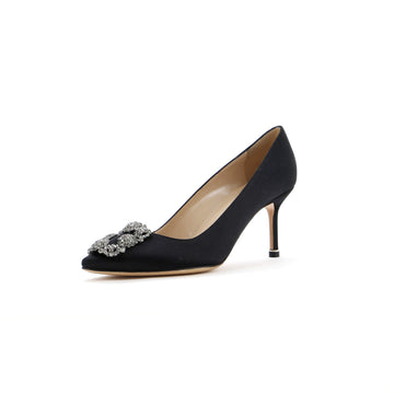 Manolo Blahnik Women's Hangisi Pumps Satin 70