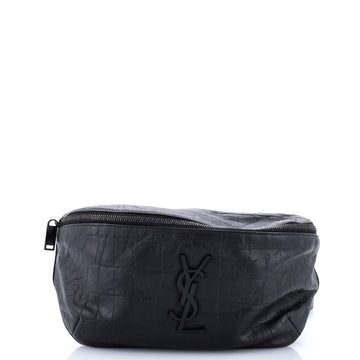 Saint Laurent Classic Monogram Belt Bag Crocodile Embossed Leather