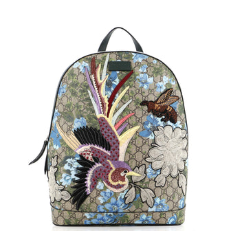 Gucci Zip Backpack Embroidered Printed GG Coated Canvas Medium