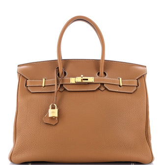 Hermes Birkin Handbag Brown Togo with Gold Hardware 35