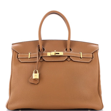 Hermes Birkin Handbag Brown Togo with Gold Hardware 35