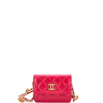 Chanel Twist Your Buttons Flap Coin Purse with Chain Quilted Shiny Caviar