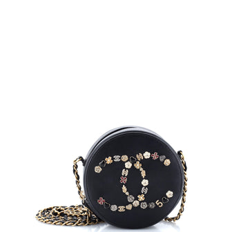 Chanel Lucky Charms Round Clutch With Chain Embellished Lambskin