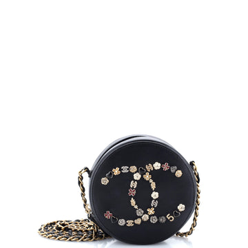 Chanel Lucky Charms Round Clutch With Chain Embellished Lambskin