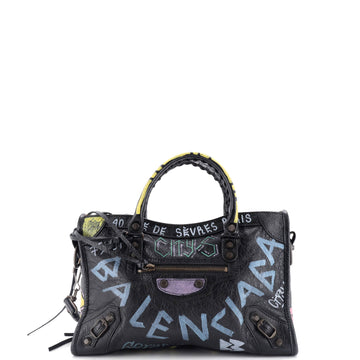 Balenciaga City Graffiti Classic Studs Bag Leather Small