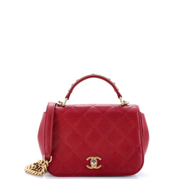 Chanel Carry Around Flap Bag Quilted Caviar Mini