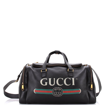 Gucci Logo Duffle Bag Printed Leather