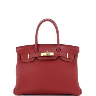 Hermes Birkin Handbag Red Togo with Gold Hardware 30