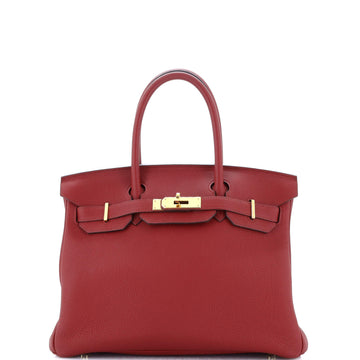 Hermes Birkin Handbag Red Togo with Gold Hardware 30