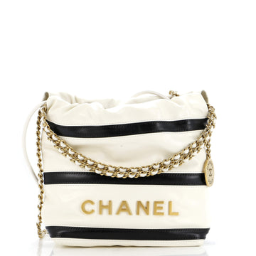 Chanel 22 Chain Hobo Striped Shiny Calfskin Mini