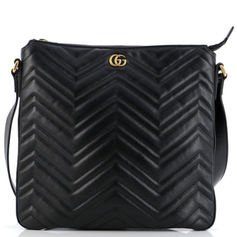 Gucci GG Marmont Zip Messenger Bag Matelasse Leather Medium