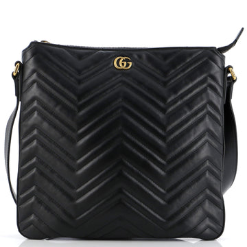 Gucci GG Marmont Zip Messenger Bag Matelasse Leather Medium
