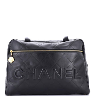 Chanel Logo Bowler Bag Stitched Calfskin Maxi