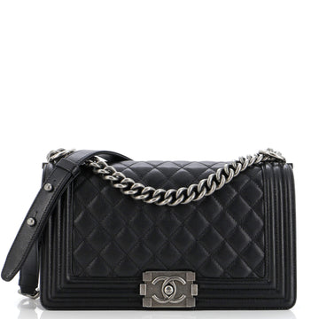 Chanel Boy Flap Bag Quilted Caviar Old Medium
