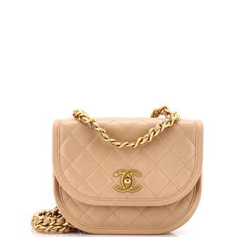 Chanel CC Turnlock Round Flap Bag Quilted Calfskin Small
