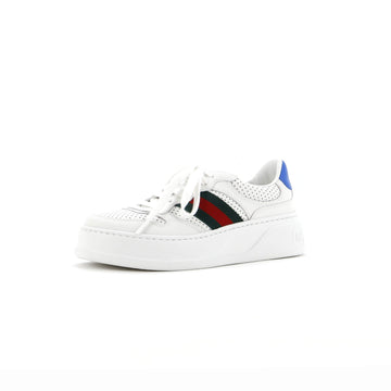 Gucci Chunky B Web Sneakers Perforated Leather