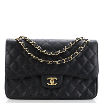 Chanel Classic Double Flap Bag Quilted Caviar Jumbo