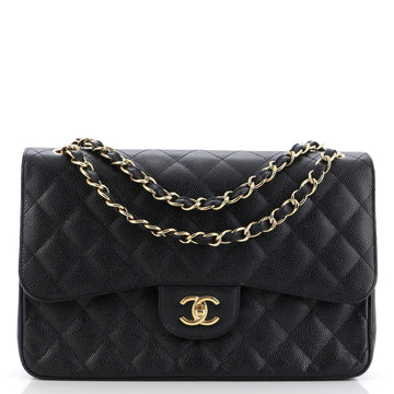 Chanel Classic Double Flap Bag Quilted Caviar Jumbo