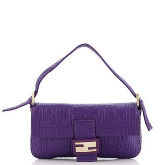 Fendi Baguette Bag Logo Embossed Leather Small