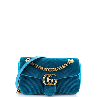 Gucci GG Marmont Flap Bag Matelasse Velvet Small