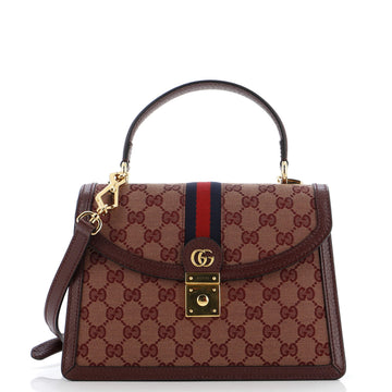 Gucci Ophidia Flap Top Handle Bag GG Canvas Small