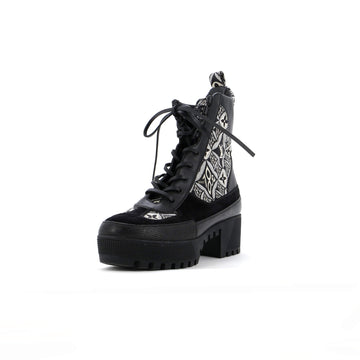 Louis Vuitton Women's Laureate Platform Desert Boots Limited Edition Since 1854 Monogram Jacquard with Suede and Leather