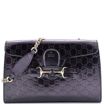 Gucci Emily Chain Flap Bag Guccissima Patent Medium