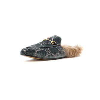 Gucci Women's Princetown Mules GG Velvet and Fur