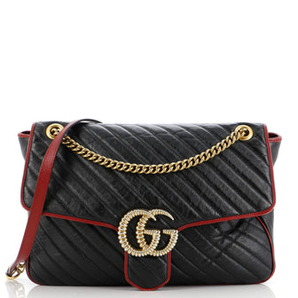 Gucci GG Marmont Flap Bag Diagonal Quilted Leather Medium
