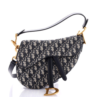Christian Dior Saddle Handbag with Strap Oblique Canvas Medium