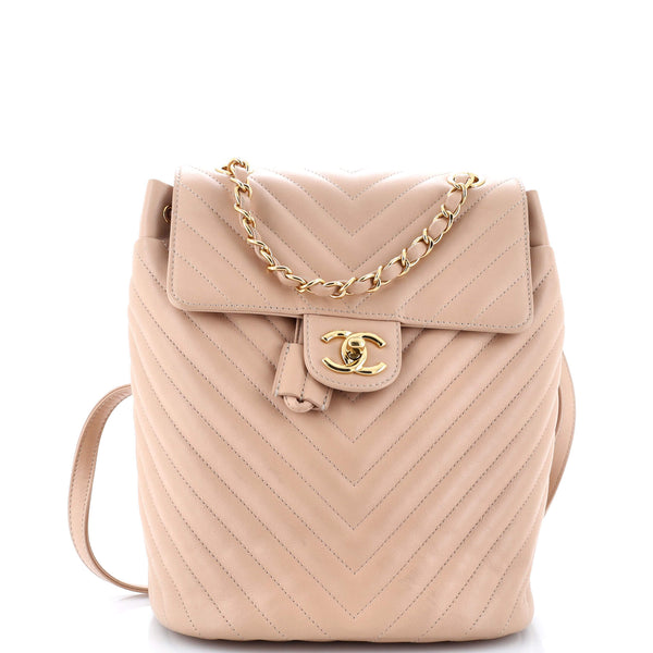 Chanel Urban Spirit Backpack Chevron Leather Small Neutral 3121621
