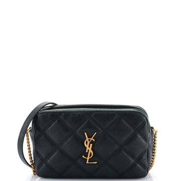 Saint Laurent Becky Double Zip Crossbody Bag Quilted Leather Mini