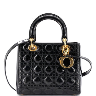 Christian Dior Lady Dior Bag Cannage Quilt Patent Medium