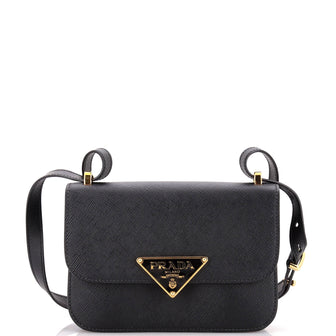 Prada Embleme Triangle Logo Flap Bag Saffiano Leather Small
