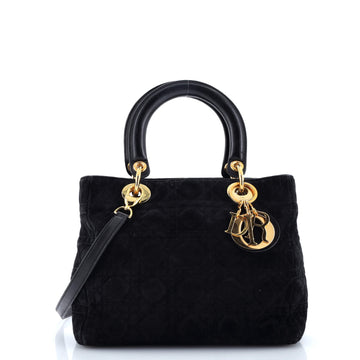 Christian Dior Vintage Lady Dior Bag Cannage Quilt Suede Mini