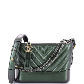 Chanel Gabrielle Hobo Chevron Metallic Aged Calfskin Small