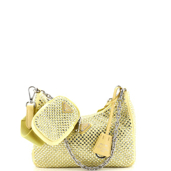 Prada Re-Edition 2005 Shoulder Bag Crystal Embellished Satin Small