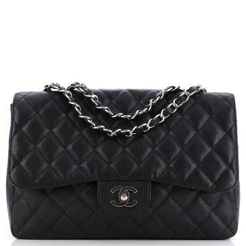 Chanel Classic Single Flap Bag Quilted Caviar Jumbo