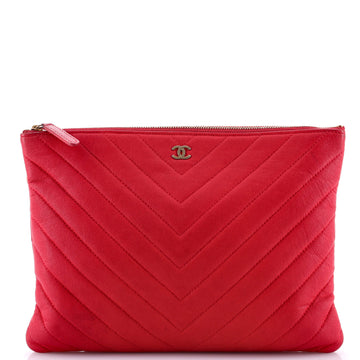 Chanel Paris-Athens O Case Clutch Chevron Caviar Medium