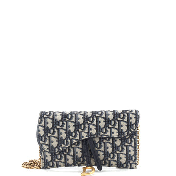 Christian Dior Saddle Chain Wallet Oblique Canvas