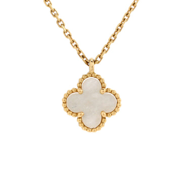 Van Cleef & Arpels Sweet Alhambra Pendant Necklace 18K Yellow Gold and Mother of Pearl